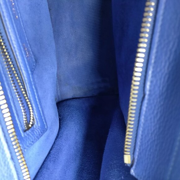 Authentic CELINE Navy Blue Leather Hand Bag mn684-122825 - Picture 11 of 15